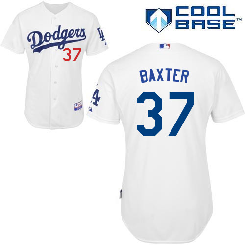 Mike Baxter #37 MLB Jersey-L A Dodgers Men's Authentic Home White Cool Base Baseball Jersey